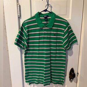 Polo by Ralph Lauren short sleeve shirt in Boys XL, green, pink and white strip
